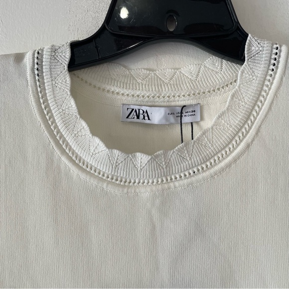 New! Zara White Openwork Knit Sleeveless Mini Dress 37632 - Picture 4 of 11